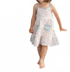 NEW PETIT INDI girl's heart pocket dress in beige